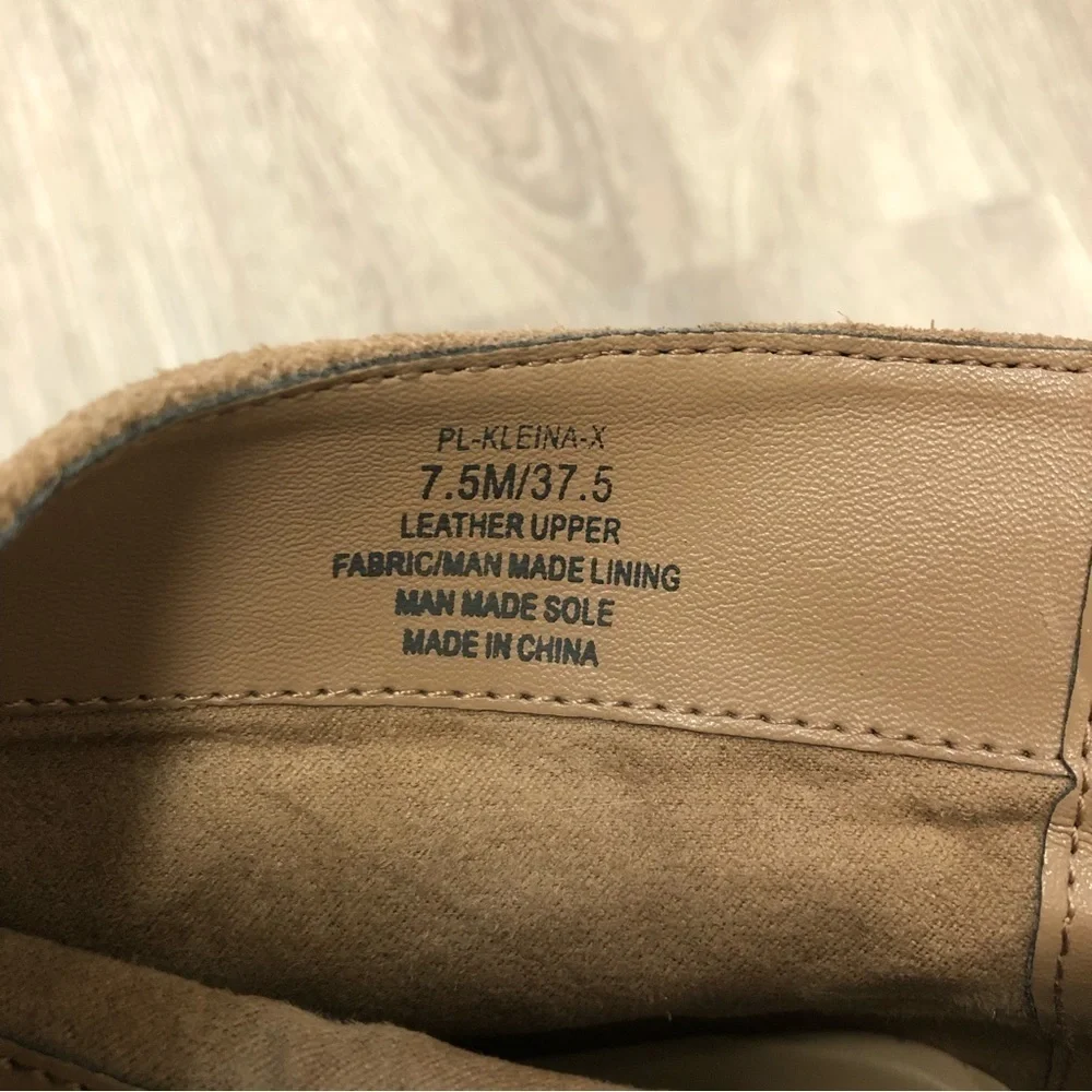 BCBGeneration Size 7.5 Booties Kleina Boots Tan Suede Ankle Leather Heeled Shoes